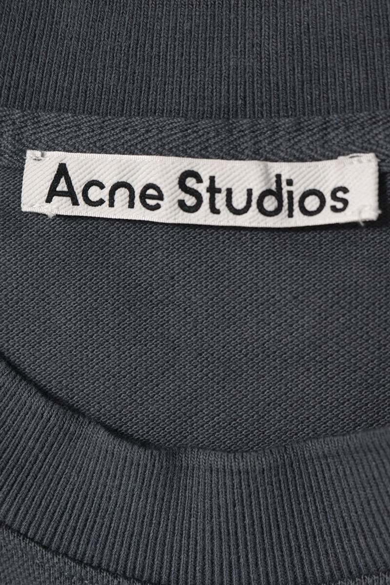 ACNE STUDIOS Logo Embroidered Piqué Long Sleeve Tee Navy Size XXS