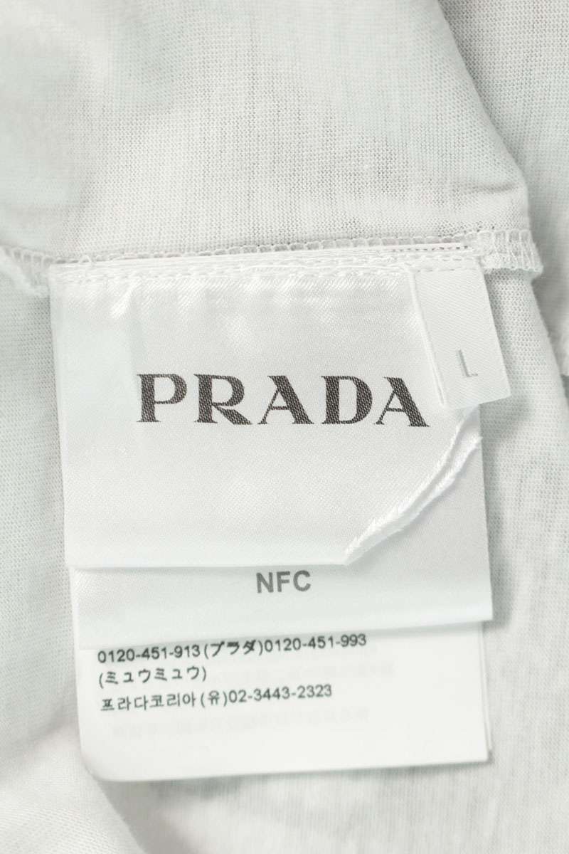 PRADA Contrast Print Cotton Long Sleeve Tee Multi Size L