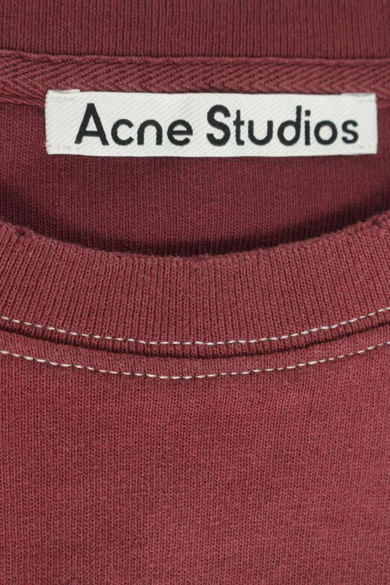 ACNE STUDIOS Numbering Logo Cotton Long Sleeve Tee Red Size S