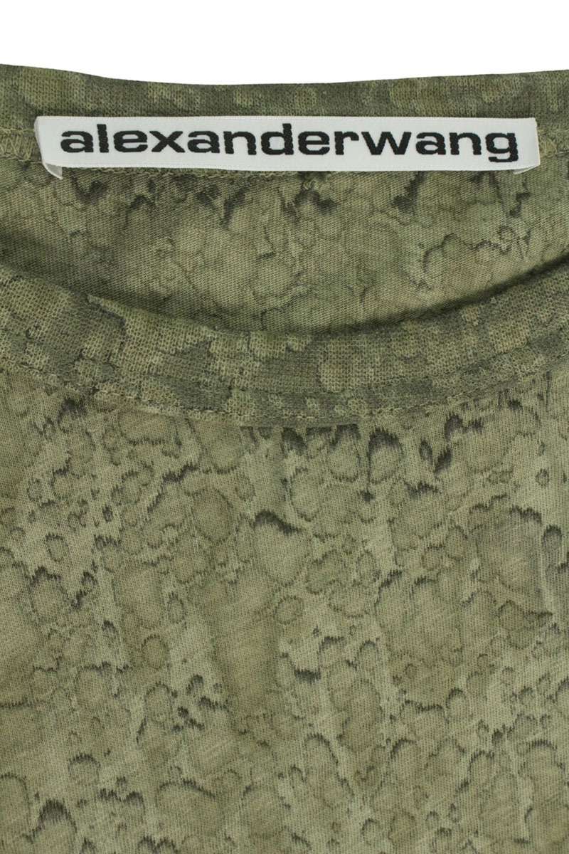 ALEXANDER WANG Embossed Logo Cotton Hemp Long Sleeve Tee Size S