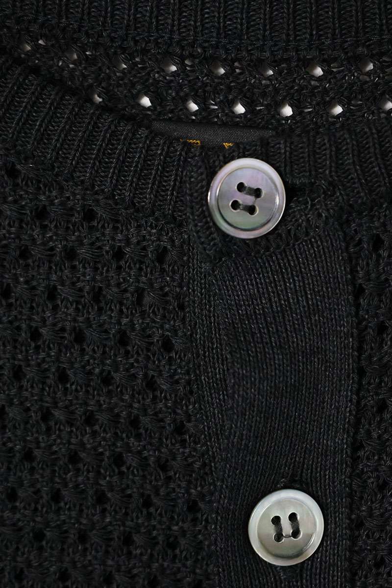 BATONER Henley Neck Summer Knit Long Sleeve Tee Black Size L