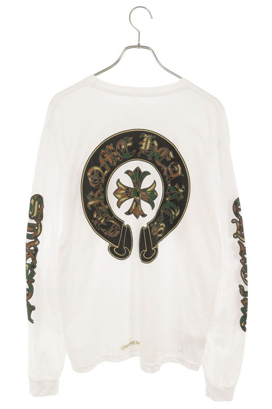 Chrome Hearts Camo Horseshoe Print Long Sleeve Tee White/Grn Size L