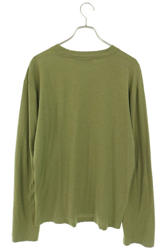 ACNE STUDIOS Logo Print Relaxed Fit Long Sleeve Tee Green Size XS