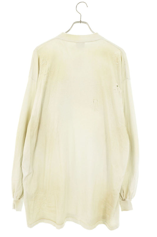 BALENCIAGA Distressed Patch Skater Long T-Shirt White Size 1