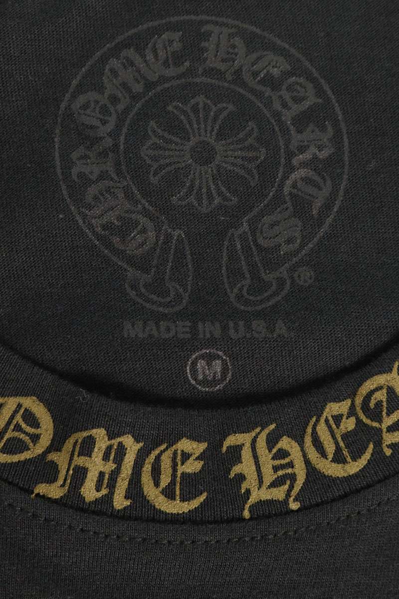 Chrome Hearts Neck Logo Print Long Sleeve T-Shirt Black/Gold Size M