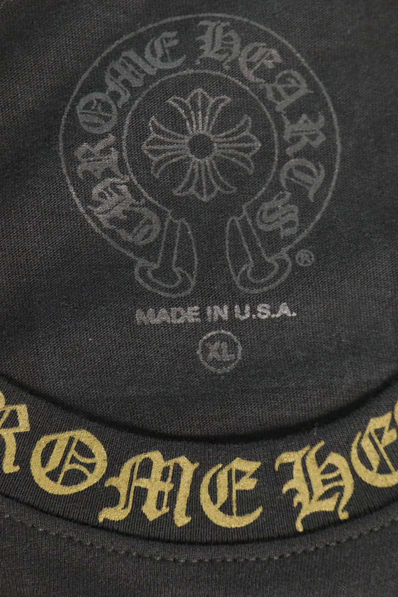 Chrome Hearts Neck Logo Print Long Sleeve Tee Black/Gold Size XL
