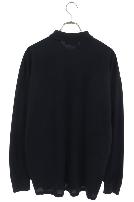 miumiu Cotton Pique Long Sleeve Polo Navy Size S
