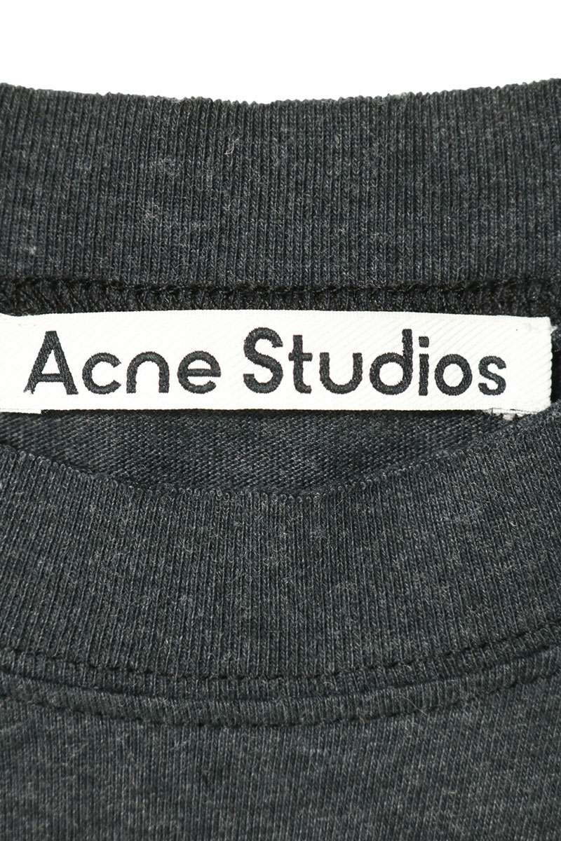 ACNE STUDIOS Vintage Circle Logo Print Long Sleeve Shirt Gray Size S