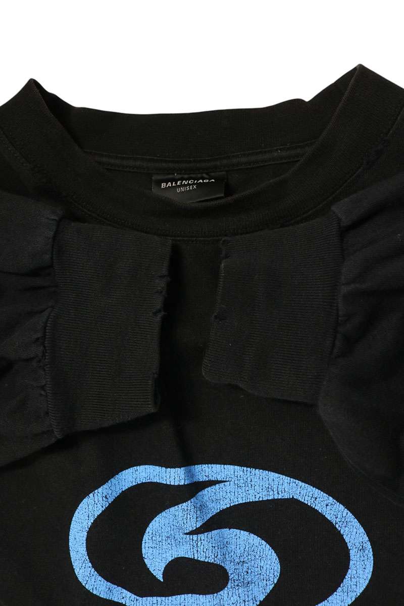 BALENCIAGA 24SS Logo Print Long Sleeve Tee Black Size 4