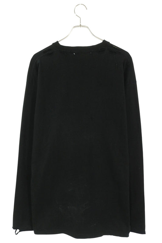 BALENCIAGA 651796 TJVN3 Tag Print Damaged Long Sleeve Black Size M