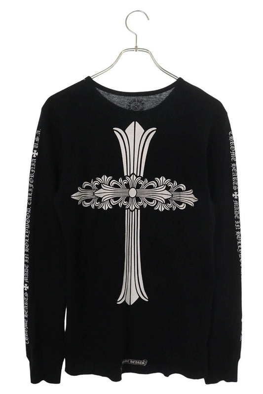 Chrome Hearts Thermal Long Sleeve Back Floral Sleeve Black Size M