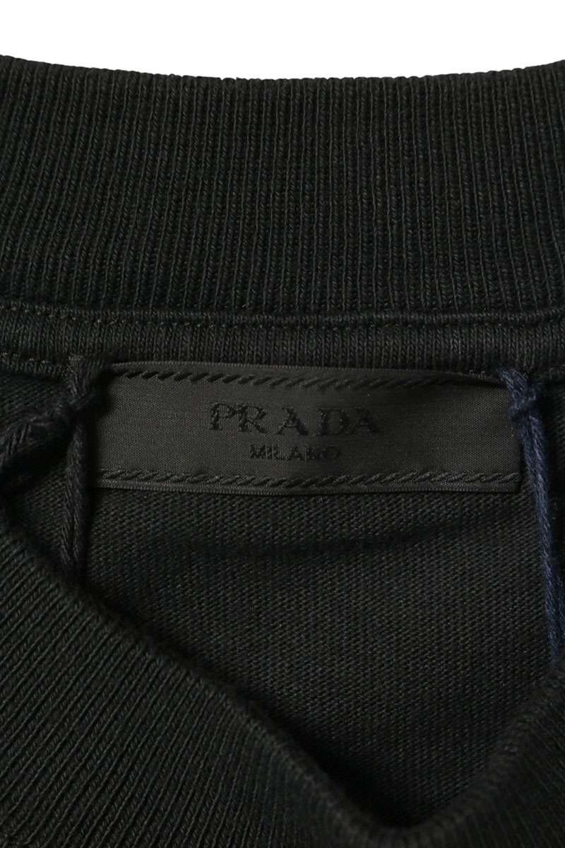 PRADA 26AW Cotton Chest Logo Long T-Shirt Black Size S
