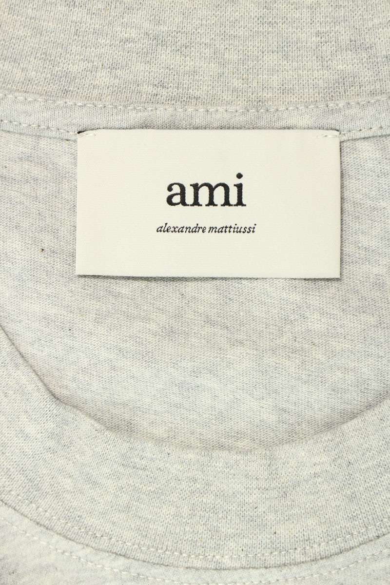 AMI 25SS Embroidered Long Sleeve T-Shirt Gray Size XXL