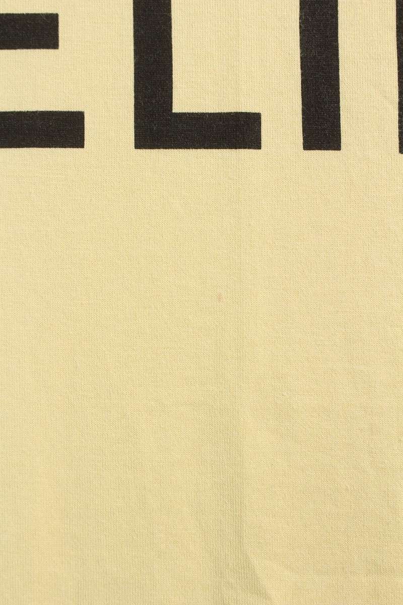 CELINE Loose Fit Logo Print T-shirt Yellow Cotton Size L
