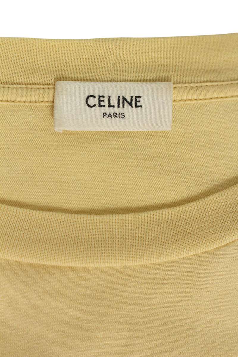 CELINE Loose Fit Logo Print Tee Yellow Size L