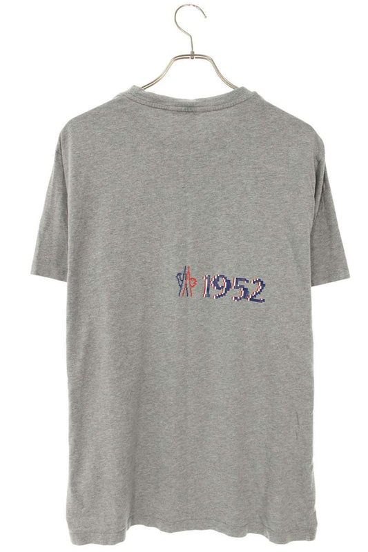 MONCLER Dot Logo T-Shirt Gray Cotton Size XXL