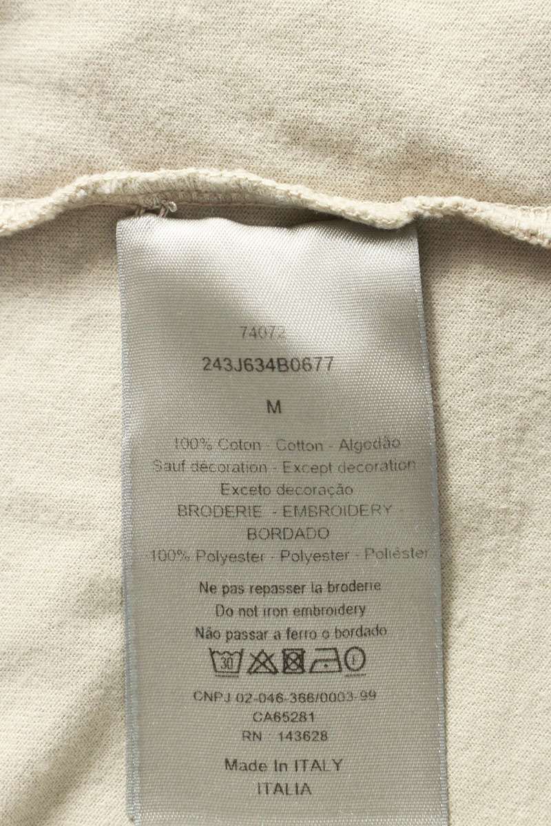 DIOR Cotton Back Logo Embroidered T-Shirt Beige Size M