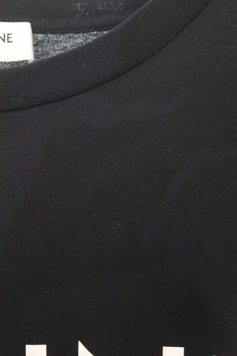 CELINE Logo Rhinestone T-Shirt Black Size M