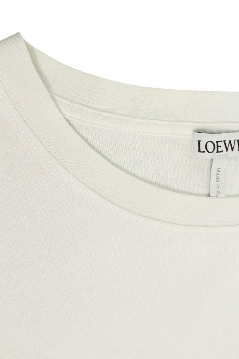 LOEWE Anagram Embroidery Cotton T-shirt White Size M