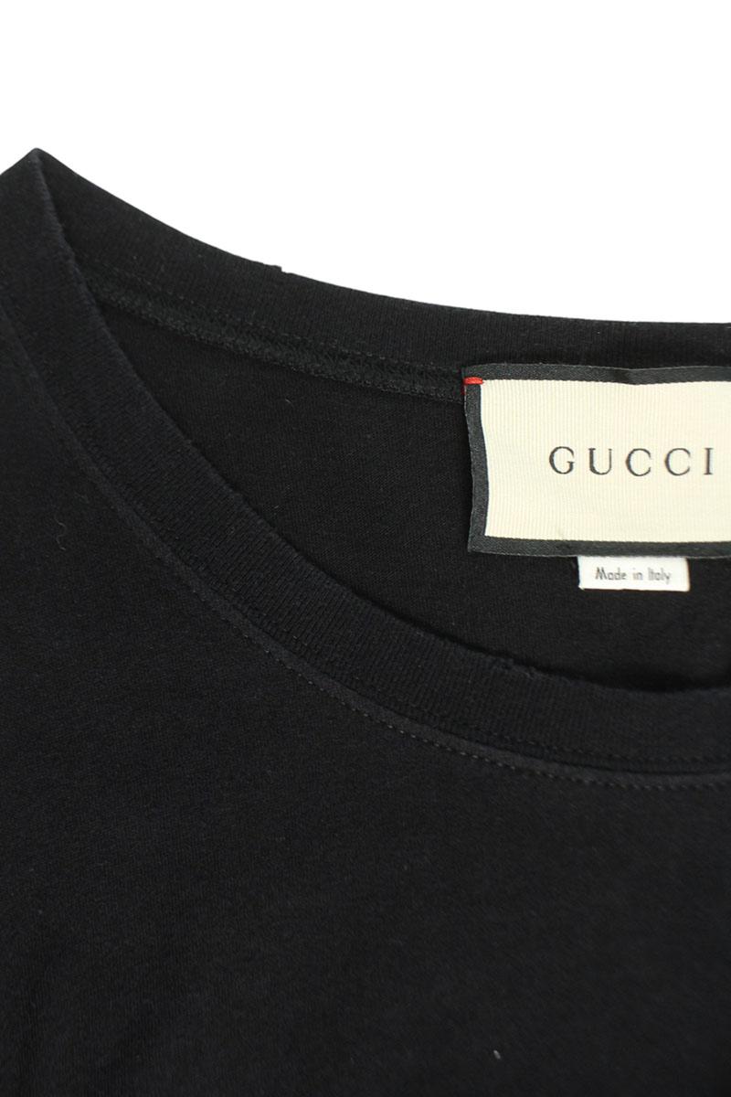 GUCCI Front Print T-shirt Black Size S