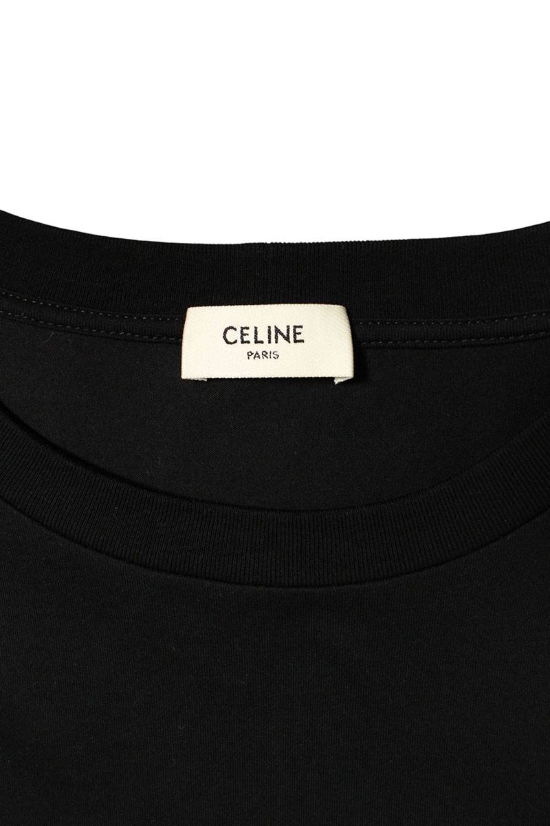 CELINE BOY DOLL Rhinestone Logo Print T-Shirt Black Size XL