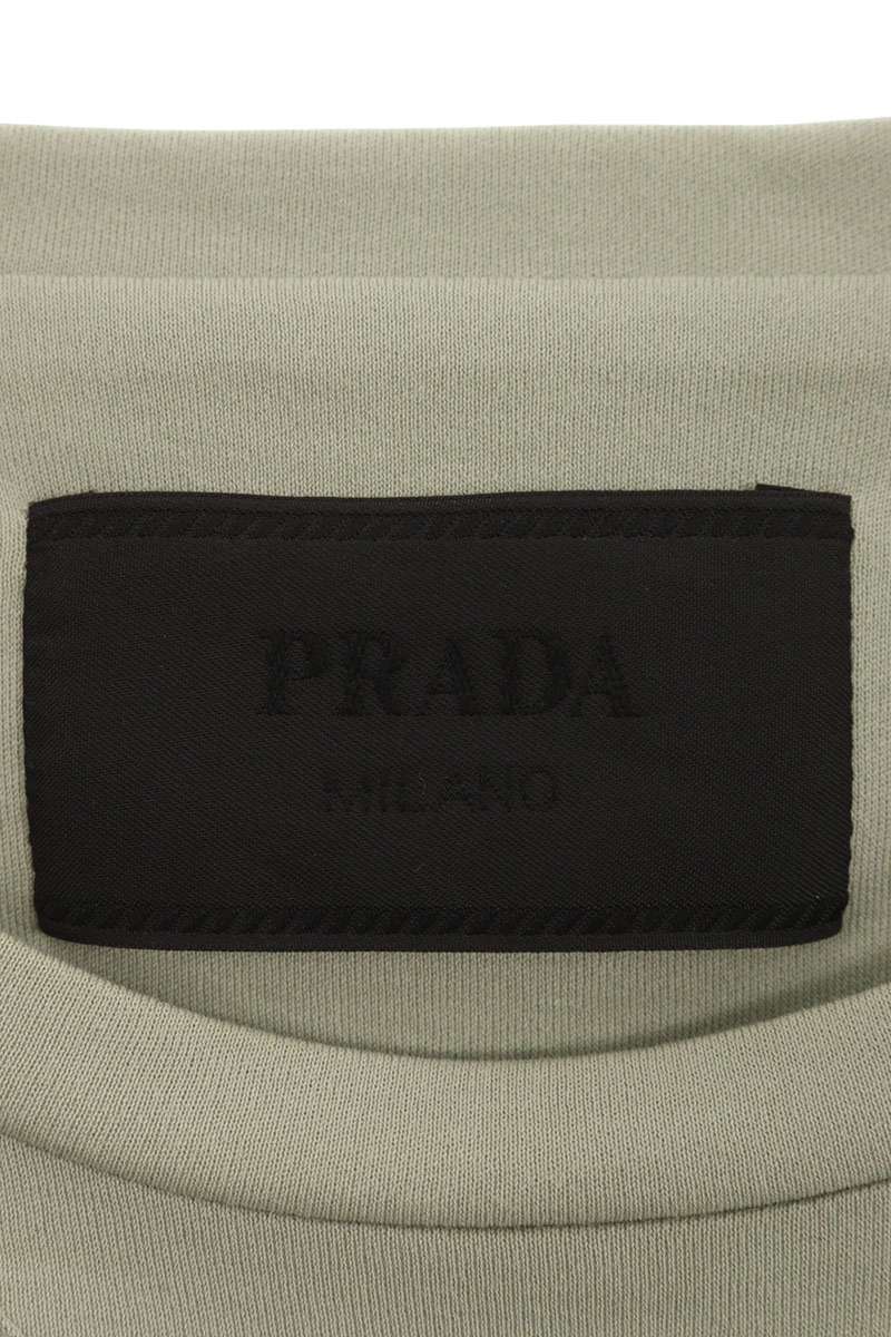 Prada Khaki Cotton Logo Plate Oversized T-Shirt Size M