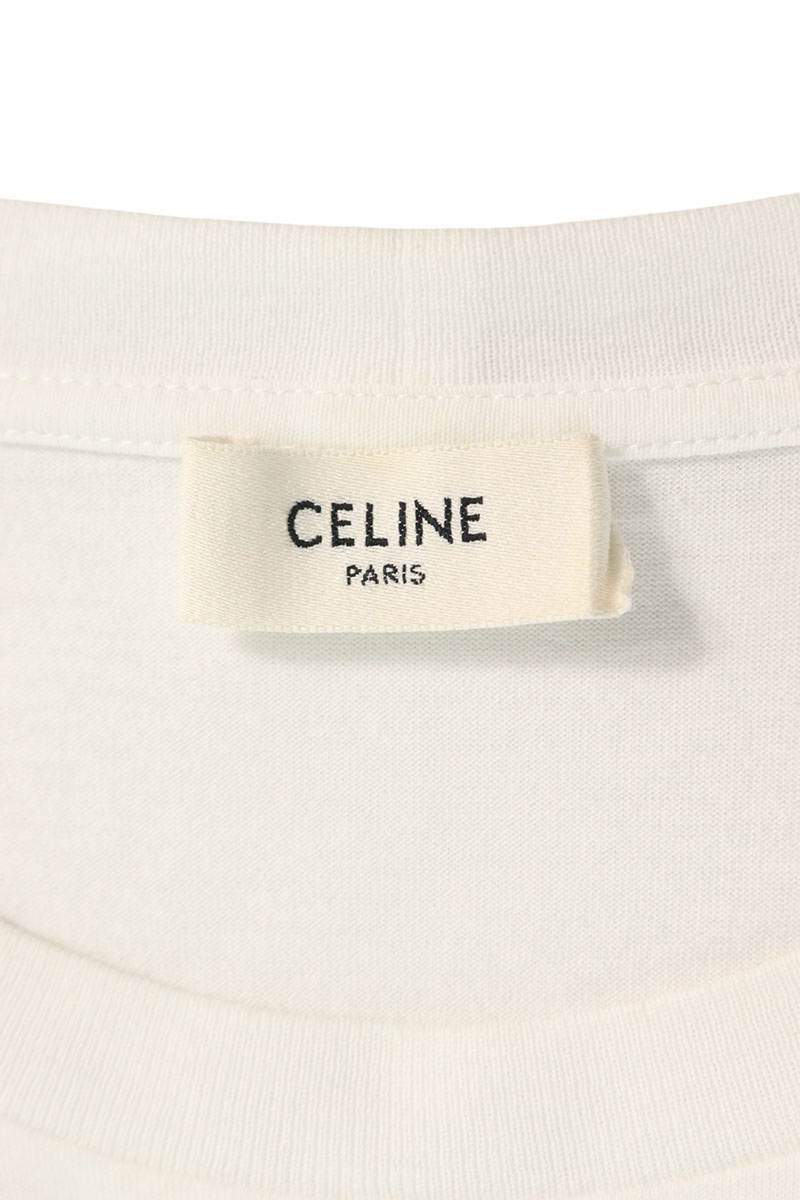 CELINE Loose Fit Logo Print T-Shirt White Size S