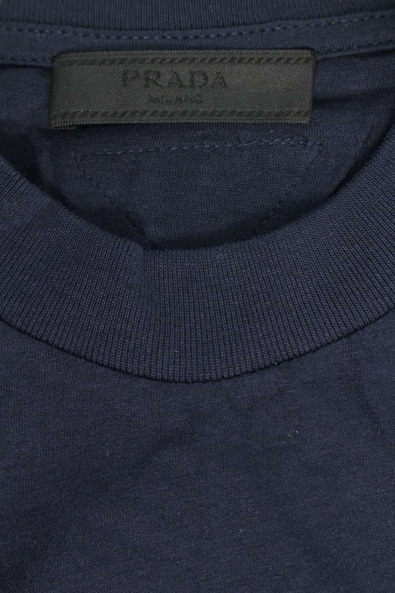 Prada Navy Logo Patch T-Shirt Cotton Size XS