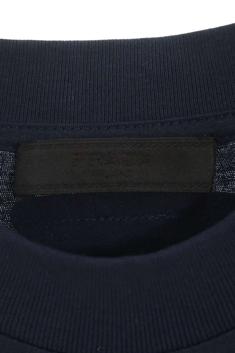 Prada Navy Logo Patch Cotton T-Shirt Size XS