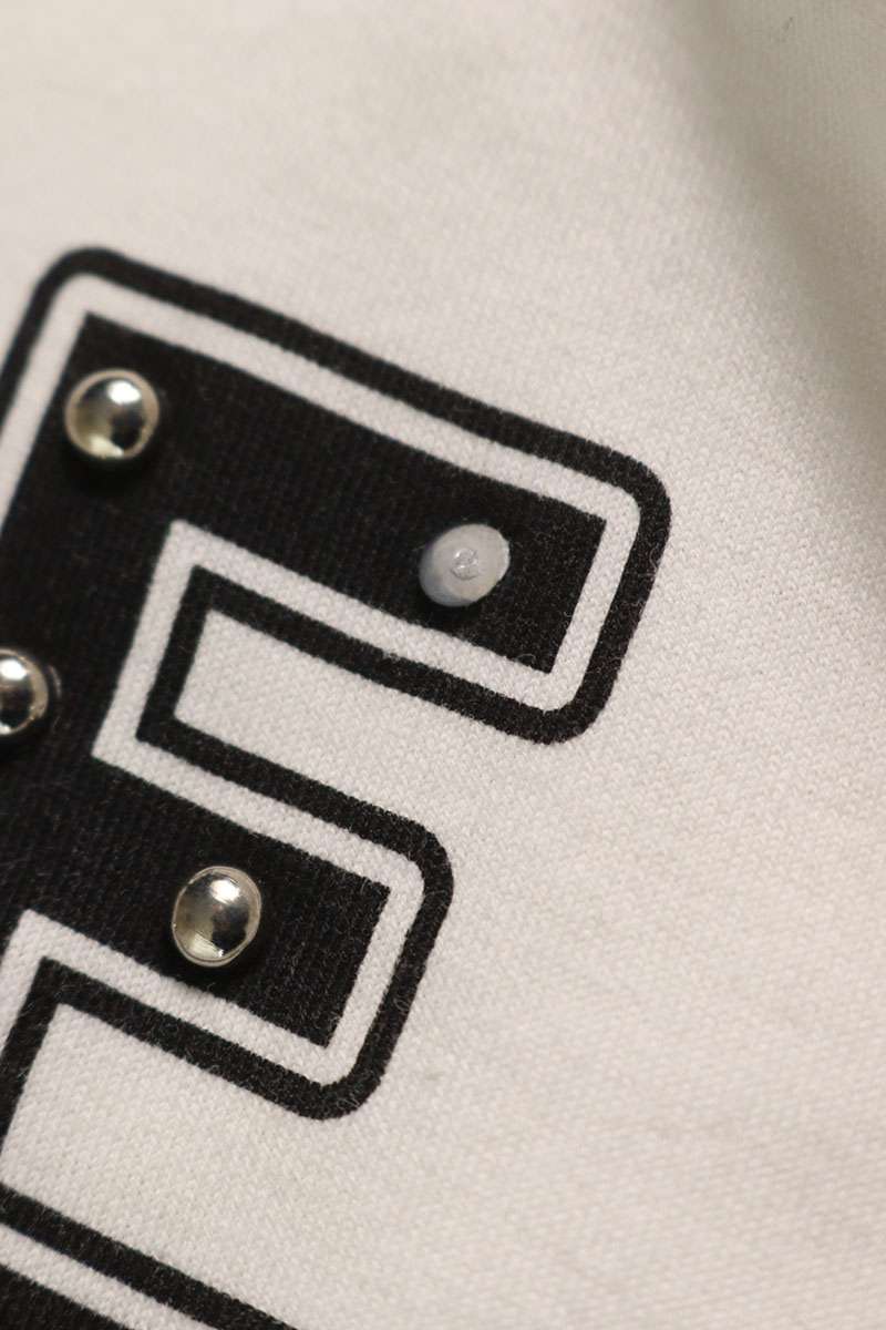 CELINE Studs Logo T-Shirt White Cotton Size M