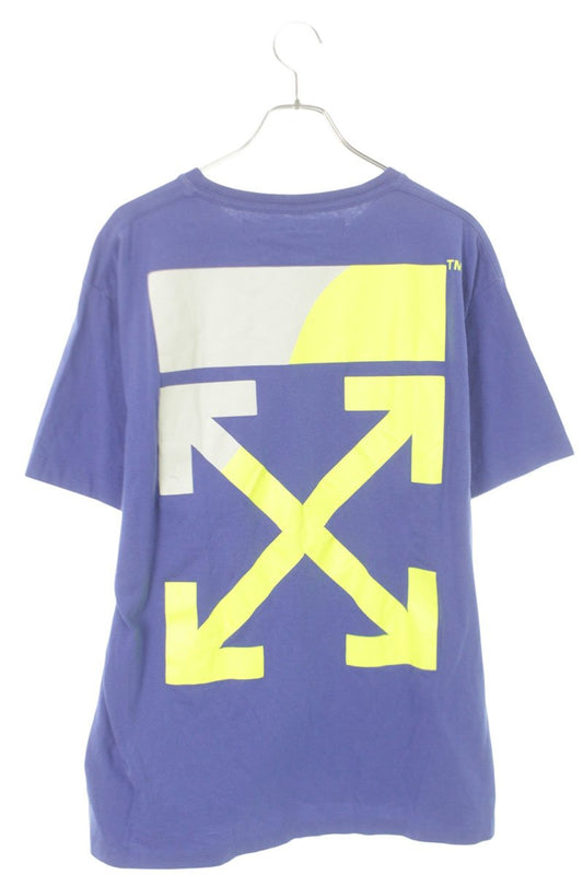 OFF-WHITE 19SS Blue Split Logo Print Cotton T-Shirt Size S