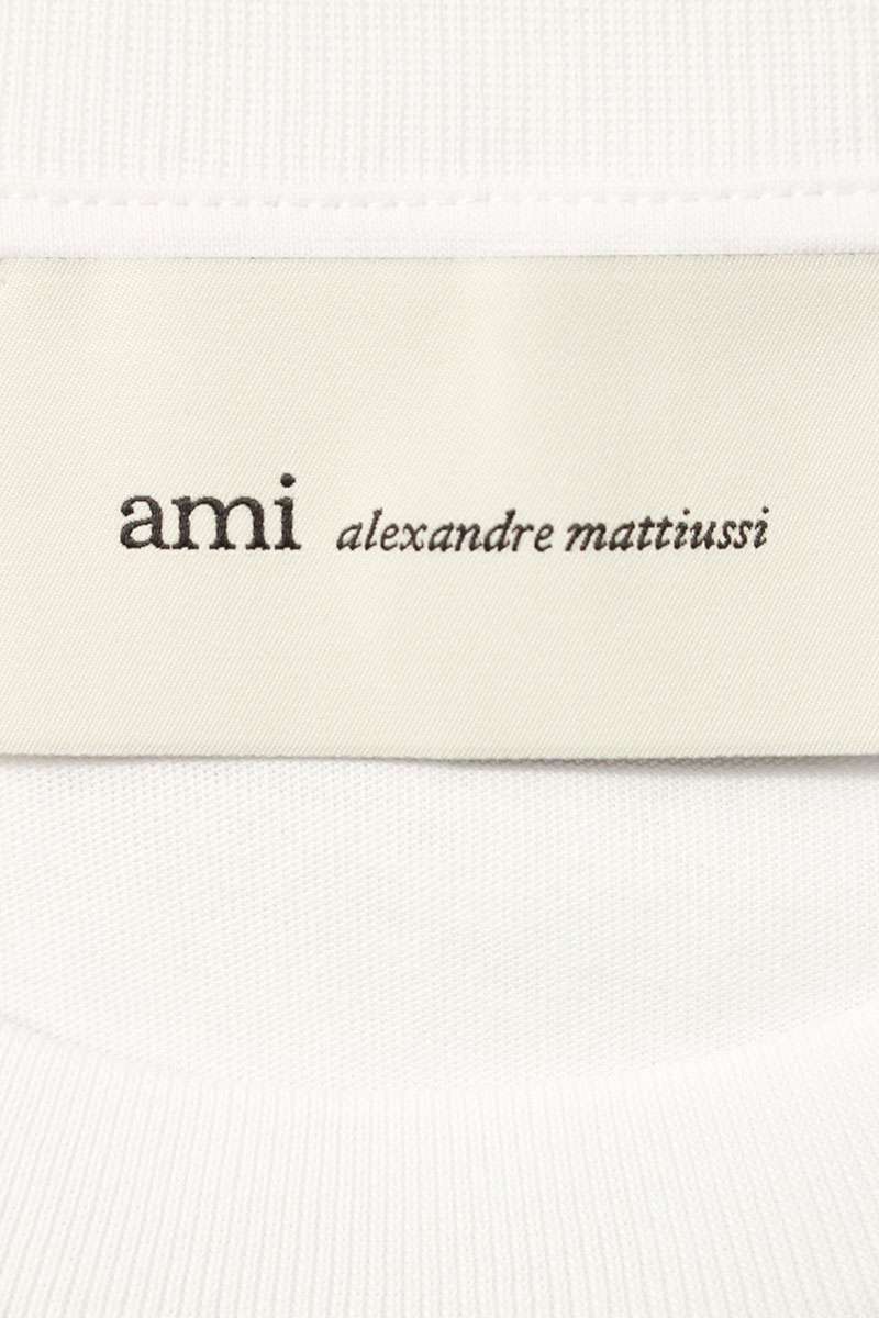 AMI 26SS Embroidered T-Shirt White x Red Multi Size XXL