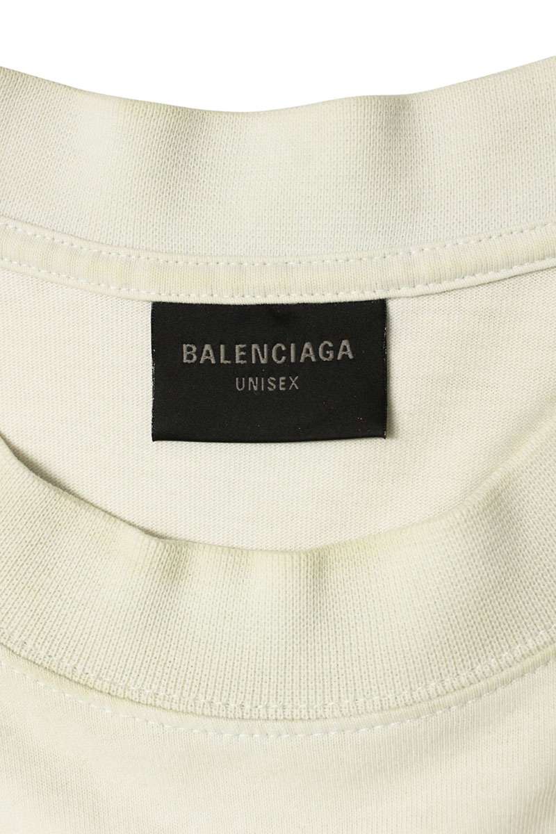 BALENCIAGA 23SS Distressed BB Logo T-Shirt White Size XS
