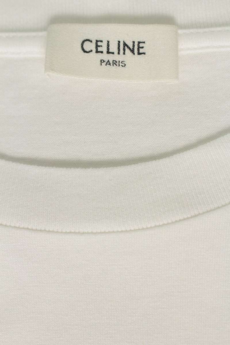 CELINE Loose Fit Logo Print T-Shirt White Size S