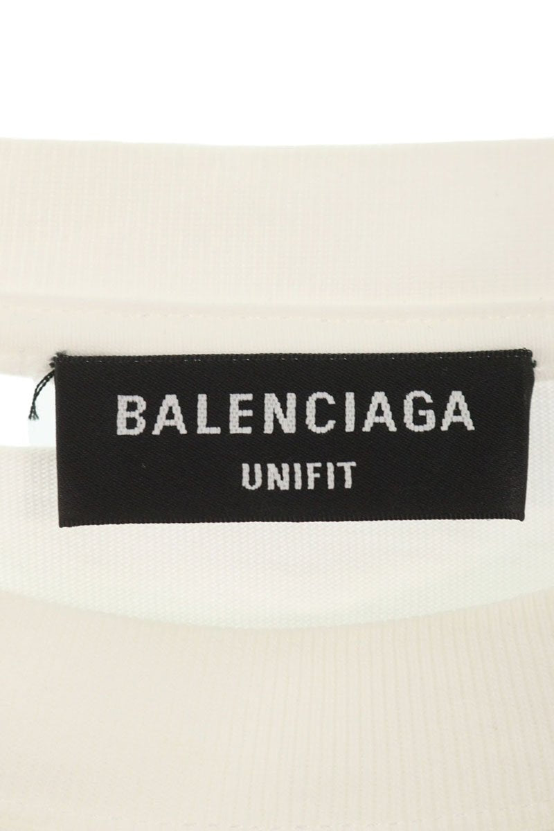 BALENCIAGA Distressed Logo Print T-Shirt White Size XS