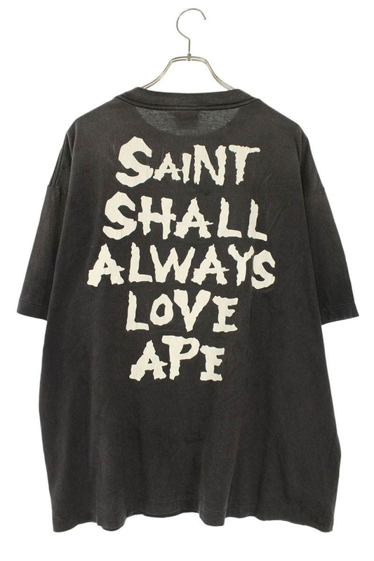 Bape x Saint Michael 26SS LOVE Print T-Shirt Black Size XL