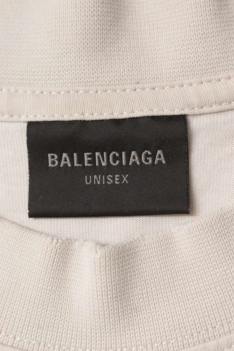 BALENCIAGA Tape Medium Fit Logo Print T-Shirt Beige Size M