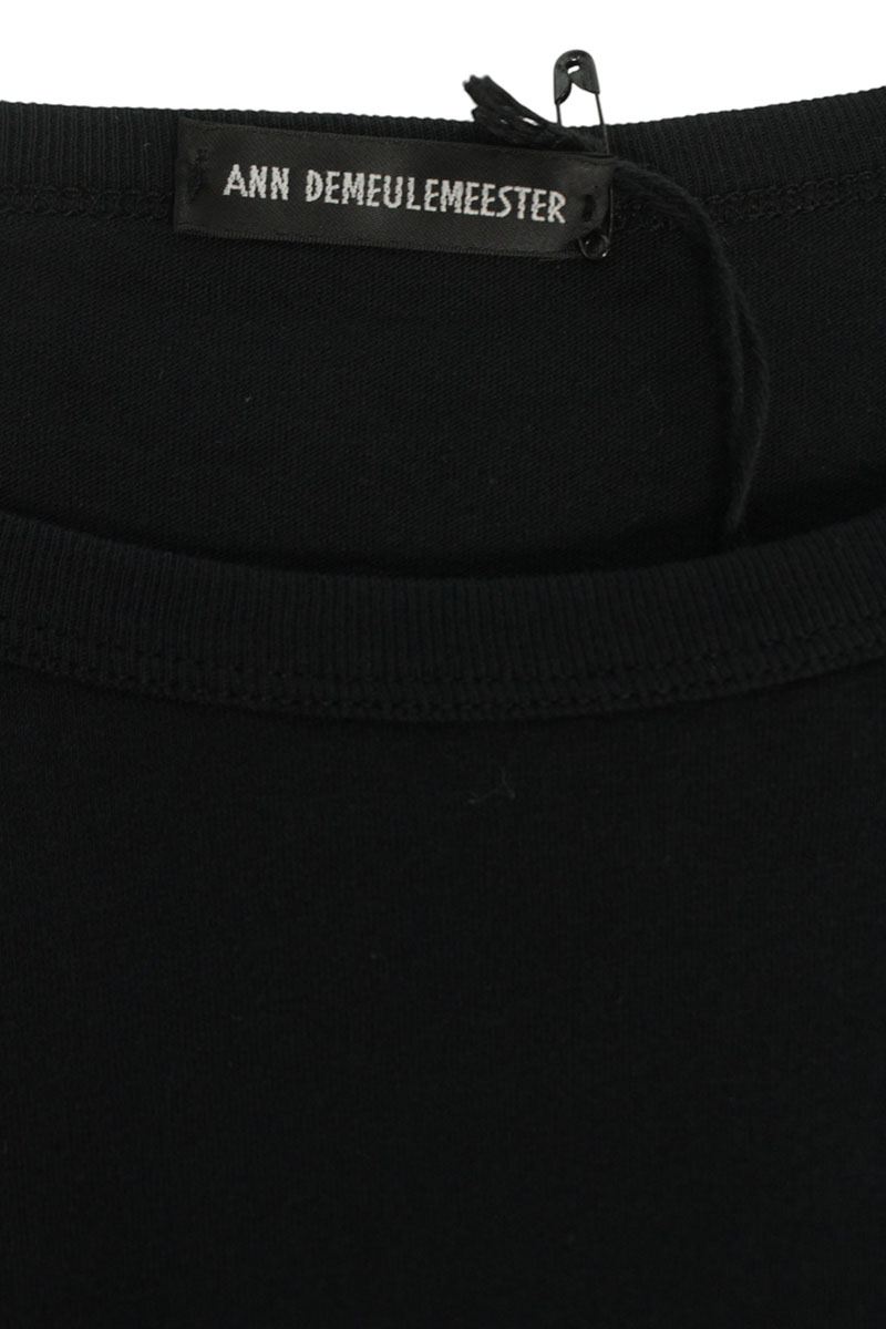 ANN DEMEULEMEESTER Black Cotton Back Print T-Shirt Size S