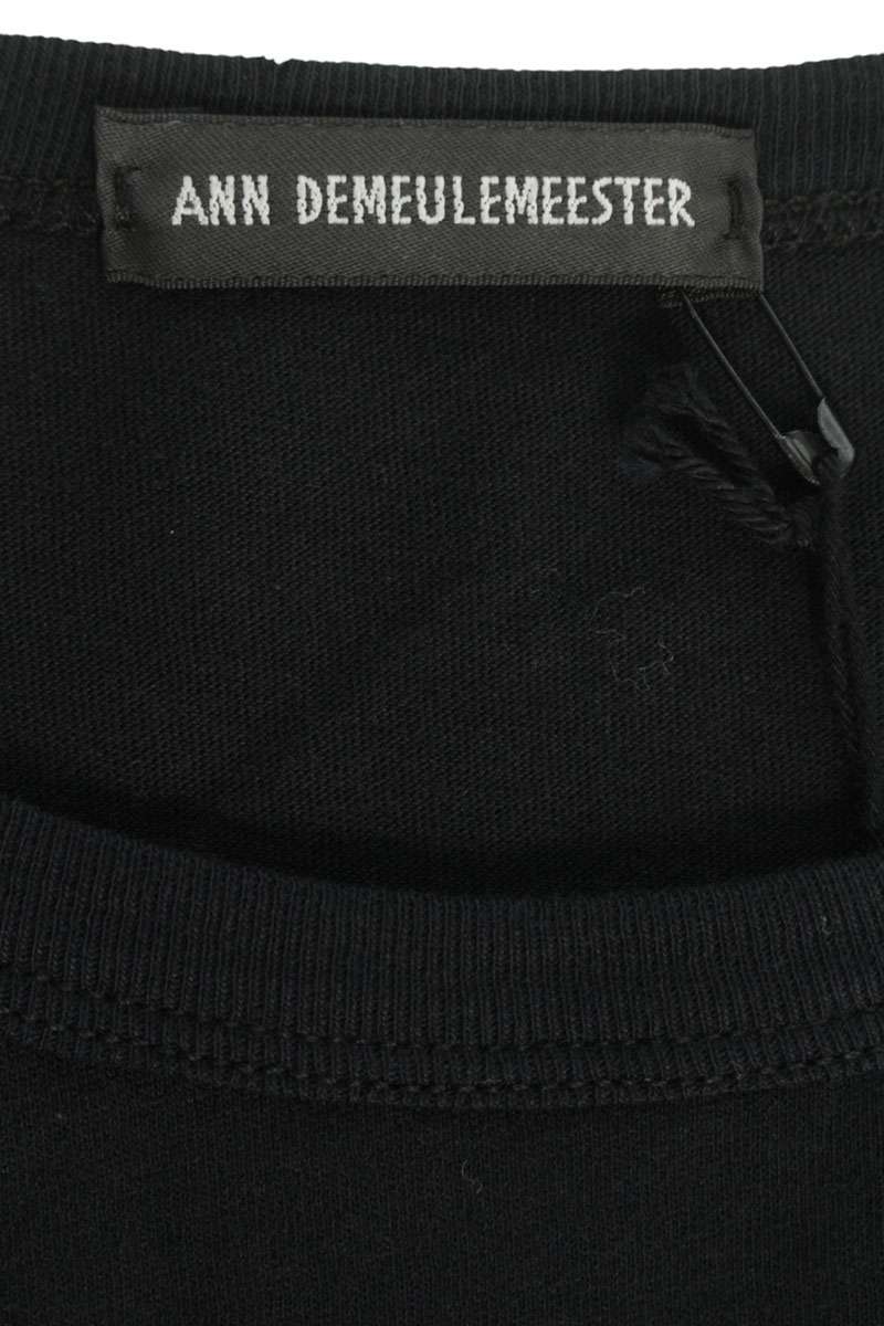 ANN DEMEULEMEESTER Black Cotton Back Print T-Shirt Size M