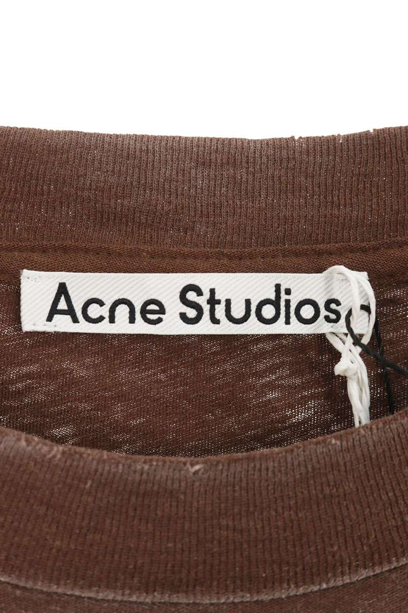 ACNE STUDIOS SS26 Logo Pocket T-Shirt Brown Cotton Size L