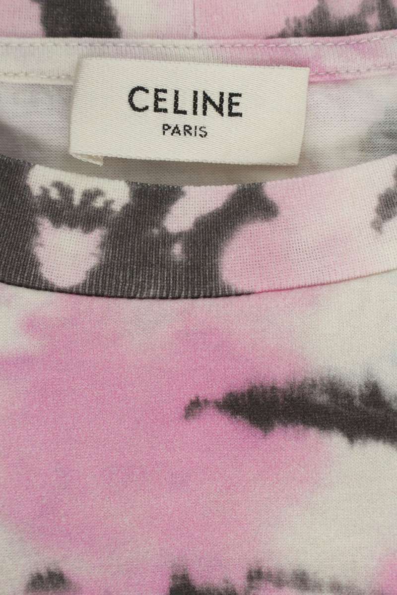 CELINE Loose Fit Tie-Dye Logo T-Shirt Multicolor Size M