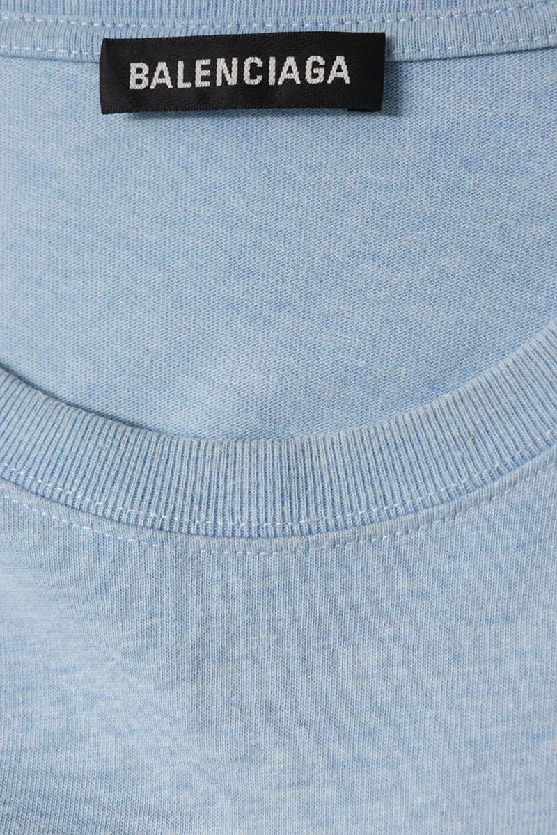 BALENCIAGA Campaign Logo Cotton T-Shirt Blue Size XXL