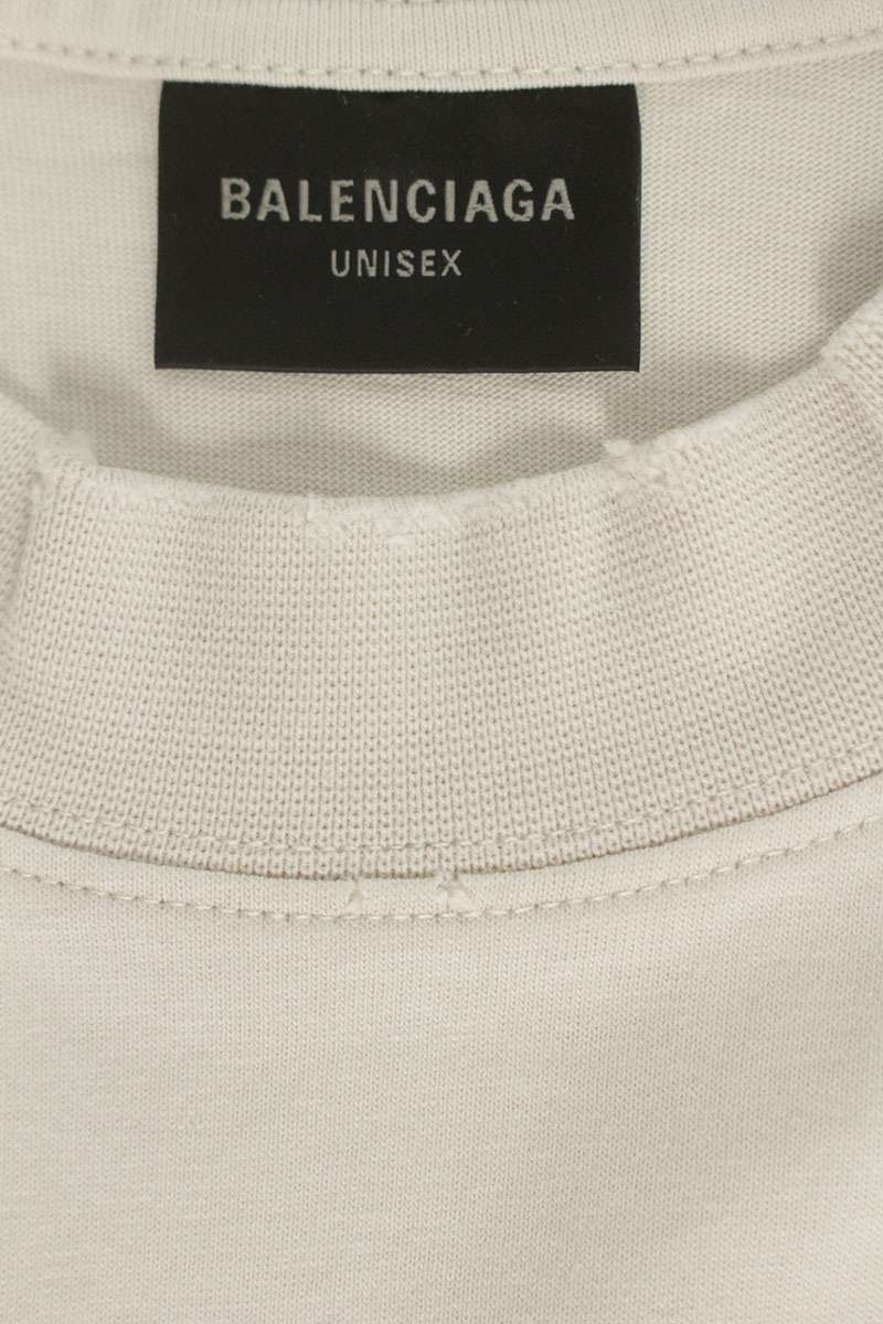BALENCIAGA Tape Medium Fit Logo T-Shirt Beige Size XS