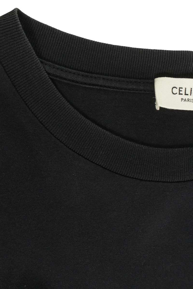 CELINE Logo Print Loose Fit T-Shirt Black Cotton Size L
