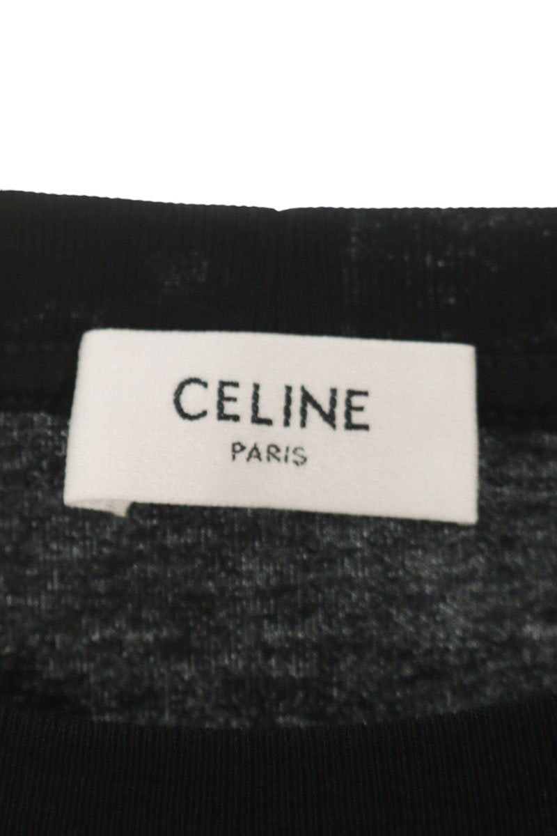 CELINE Gothic Logo Print T-Shirt Black Size M