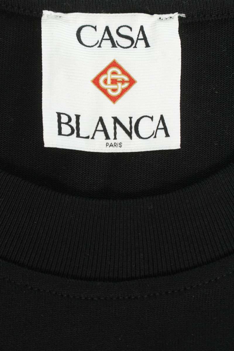 CASABLANCA Logo Print T-Shirt Black Size XL