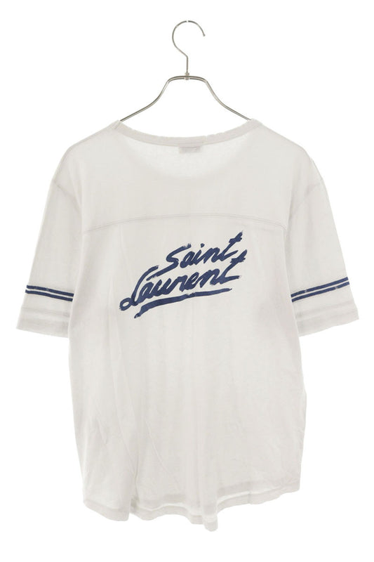 SAINT LAURENT PARIS Distressed Back Logo T-Shirt Size M
