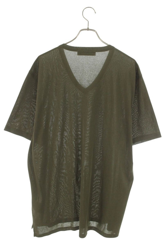 OUR LEGACY Gorge V-Neck Cotton Blend Tee Khaki Size XL
