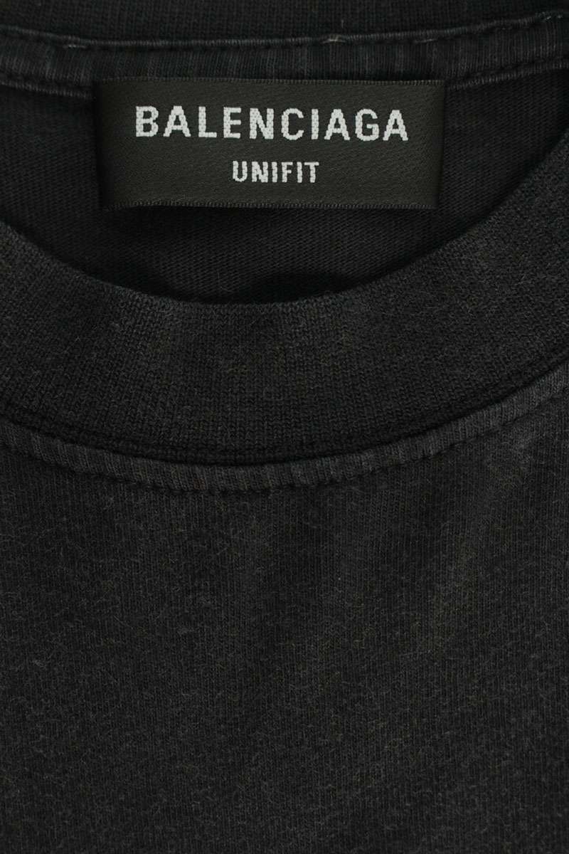 BALENCIAGA Oversized Logo Print Cotton Tee Black Size XS