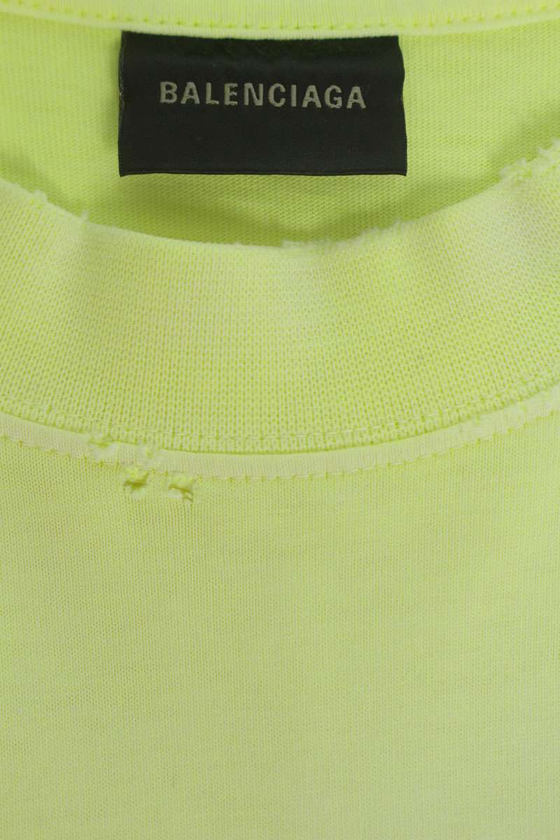 BALENCIAGA Tape Logo T-Shirt Yellow Cotton Size S